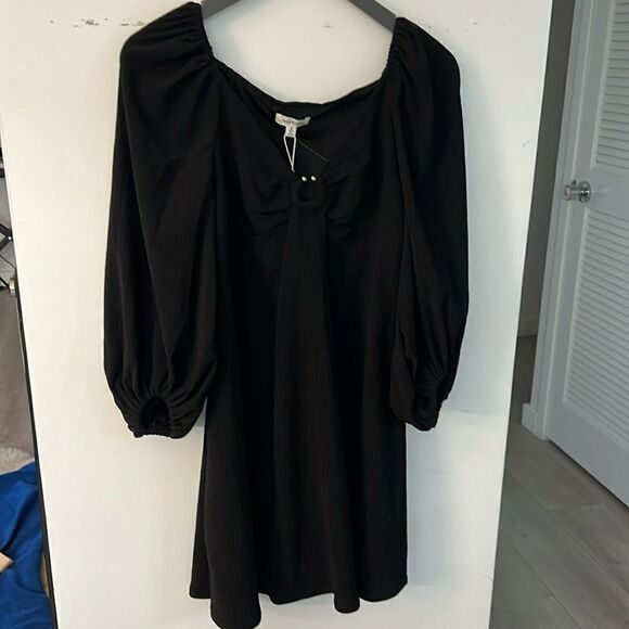 NWT Max Studio 3/4 Sleeve Babydoll Dress Black M - Picture 3 of 8